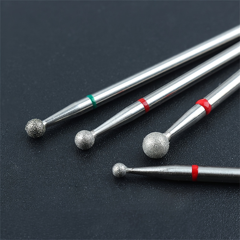 4pcs Diamond Cuticle Clean Nail Drill Bits Set, 3/32'' - Professional Carbide Safety Bits For Manicure & Pedicure, Dual- , Ideal For Dead Skin Removal - , Nail Tech Supplies