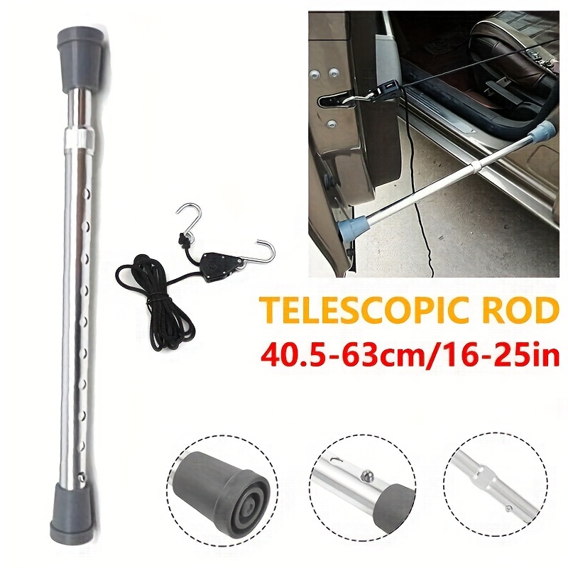 

Aluminum Alloy Telescopic Rod, Adjustable 16-25in, Non-slip Base, Flat Head, Metallic Finish - No Assembly Required, With Secure Rope For Auto Hood, Door & Engine Cover Support Repair Tool