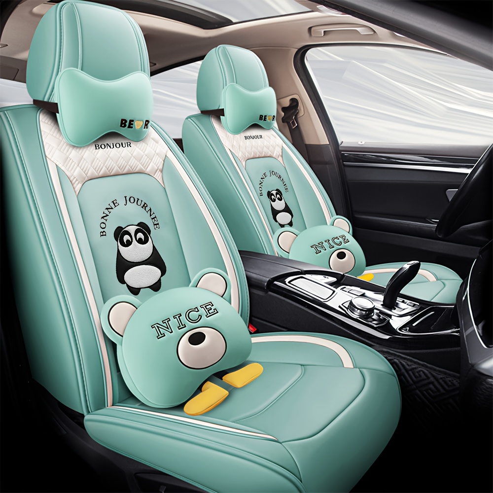 Image of Deluxe Car Seat Cover Designed For The 2017-2025 For Corolla Im, Suitable For 5 Seats, Includes Headrest And Throw Pillow, Made From Durable Faux Leather, In Colors