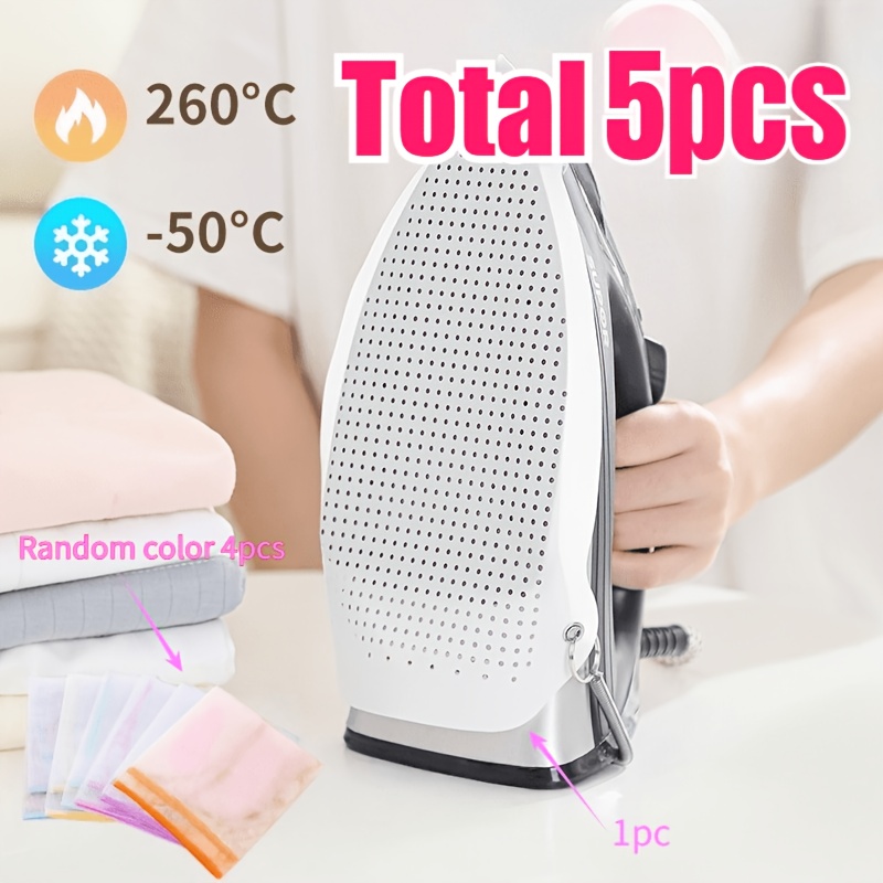TEMU 5pcs Set - New High-quality Teflon Ironing Pad And Heat-resistant Ironing Cloth: 1pc Ironing Pad + 4pcs Random Color Ironing Cloths.