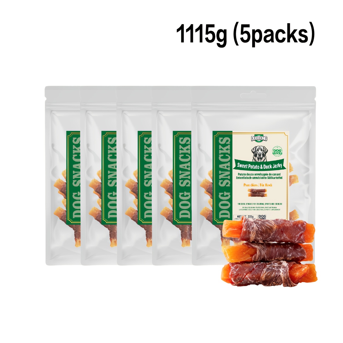 Real Duck Breast & Sweet Potato Dog Treats - Grain-free, Low-fat Rawhide-free Chews Suitable For All Breeds, Easily Training Rewards With Duck Meat & Sweet Potato Snacks For Sensitive Stomachs