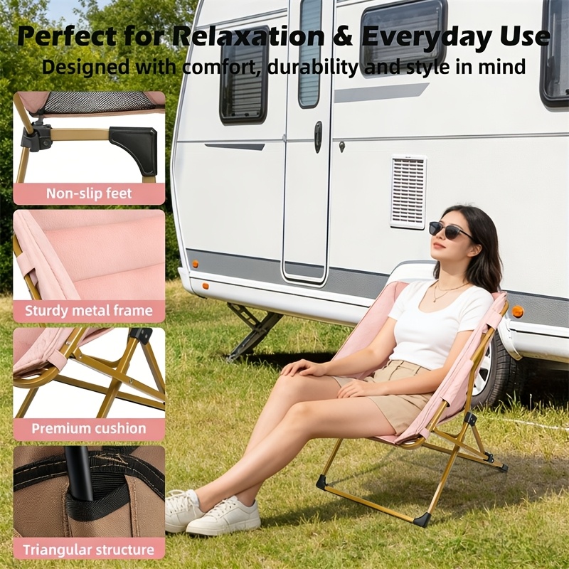   recliner   single sofa folding chair for outdoor balcony recliner luxury camp chair home bedroom recliners chairs backrest leisure chair for living room white Product details 2