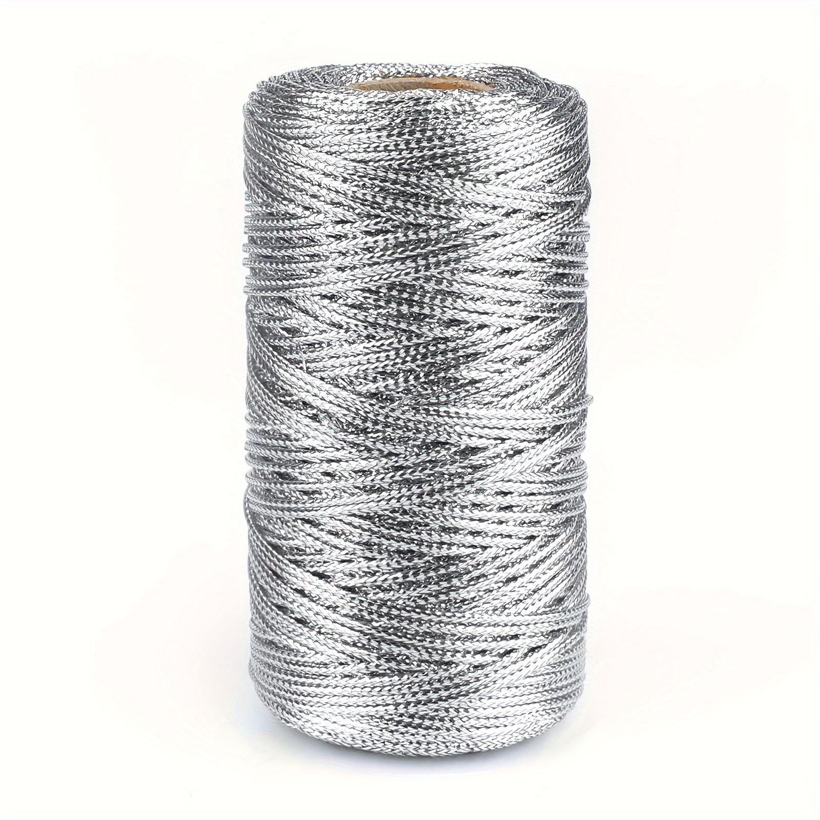 

328 Feet Silver Twist Ties - 1.5mm Polyester Metallic Cord For Gift Wrapping, Pack Of 16 Sturdy Non-elastic Macrame Sparkling Christmas Silver Threads For Diy Packaging And Craft Decorations