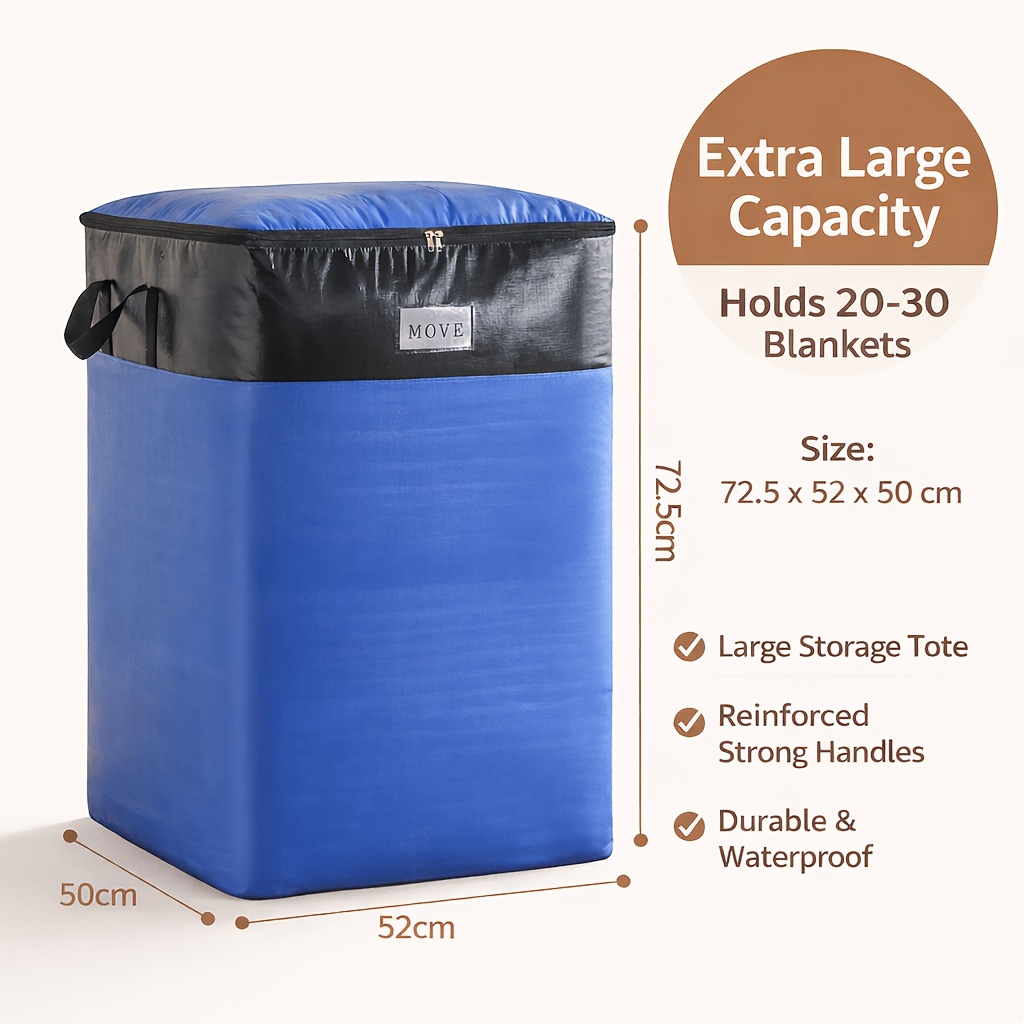 TEMU Extra Large Moving Storage Bag, Heavy Duty Waterproof Tote With Handles, Perfect For Clothes, Bedding, Luggage Dorm Moving