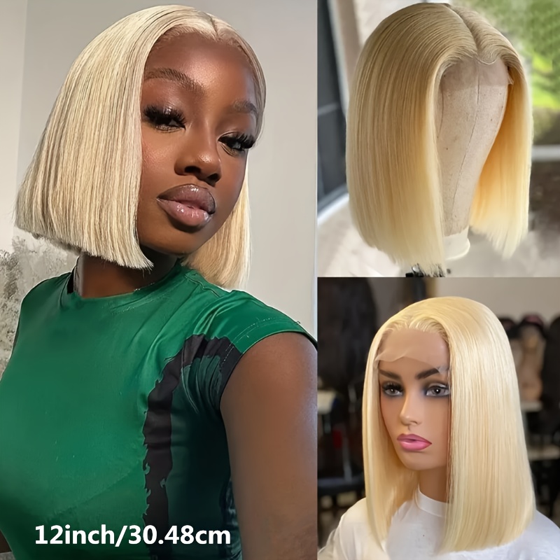 613 Blonde Straight Bob Wigs Human Hair 13 4 Lace Front Wigs Temu