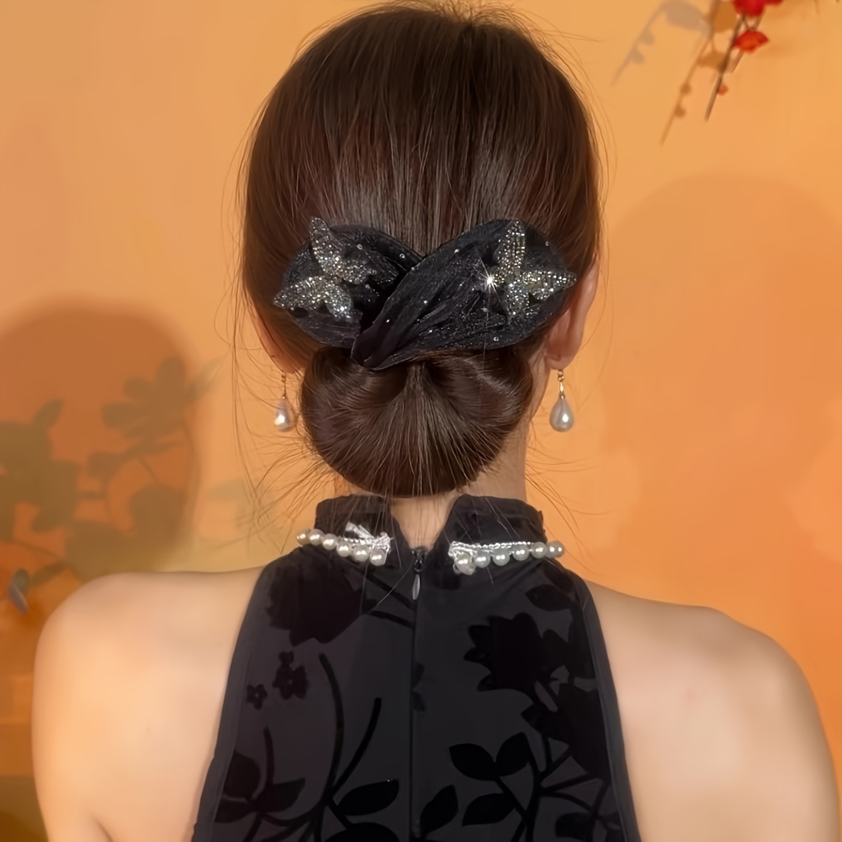 

Bowknot Bun - - Rhinestones & Sequins, For And