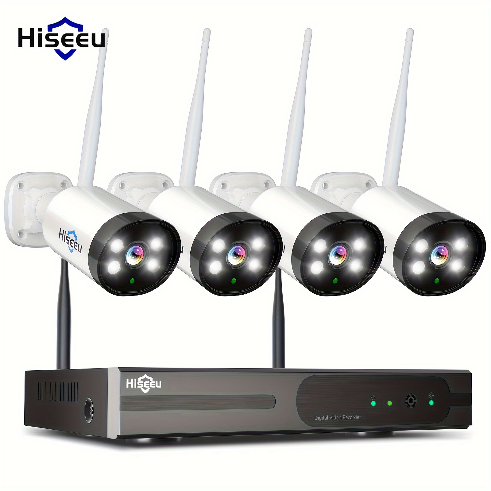 

4ch 3mp Wireless Safety Camera System, Indoor And Outdoor, With Bidirectional Audio, Light And Sound Alarm, And 10ch Nvr