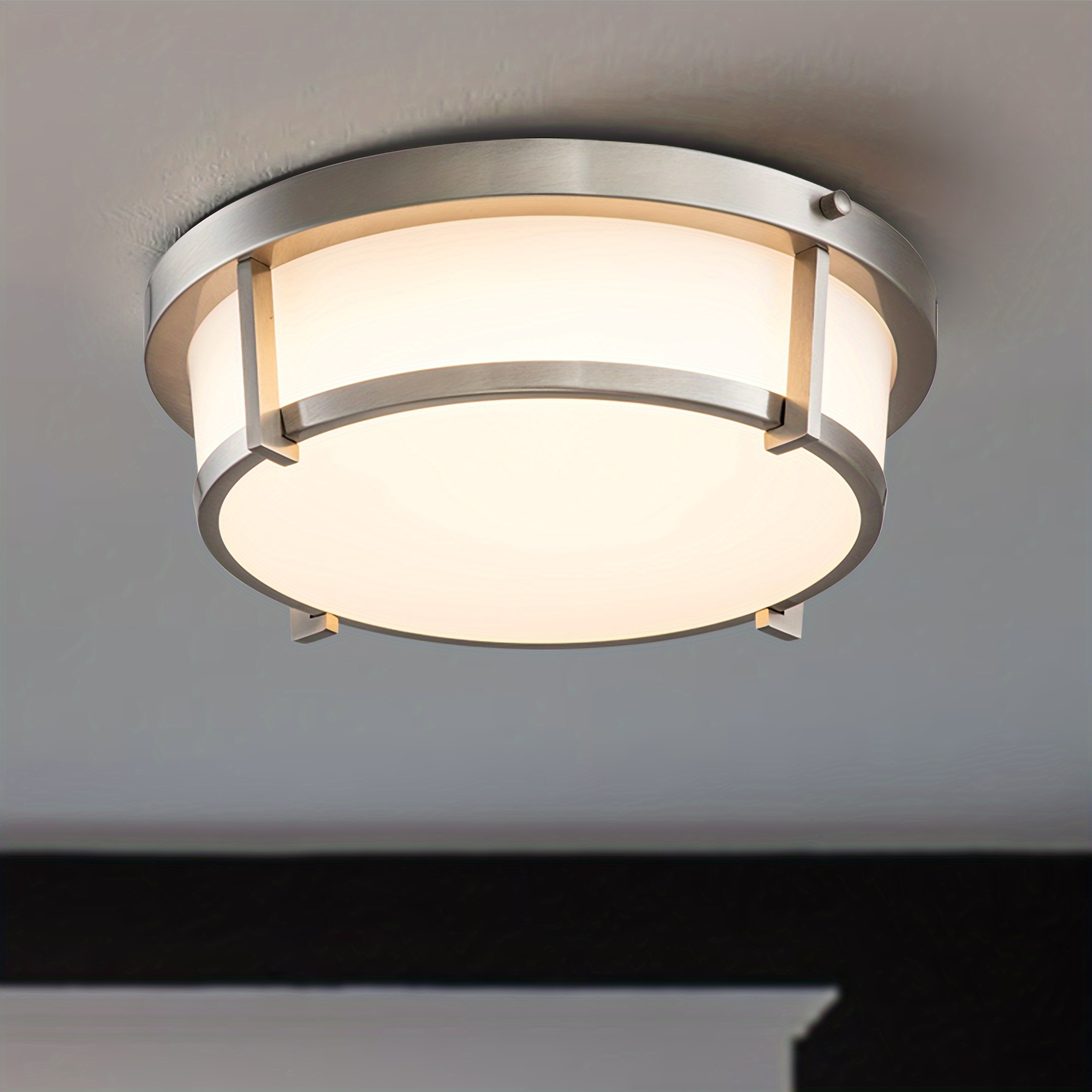

1pc Modern Led Ceiling Light, 20w 3000k Dimmable Flush Mount Light, Brushed Nickel Finish With Circle Acrylic Lamp Shade, For Living Room, Bedroom, Dining Room, Office, Hallway, Closet, Balcony