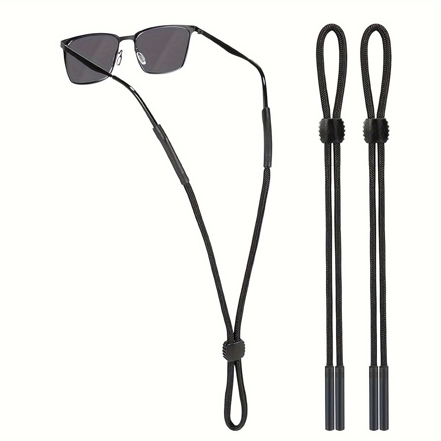 Image of 2pcs Chengle Adjustable Sports Glasses Strap, Polyester Fiber Eyeglass Lanyard, Non-washable Neck Rope For Men And Women, Eyeglass Strap