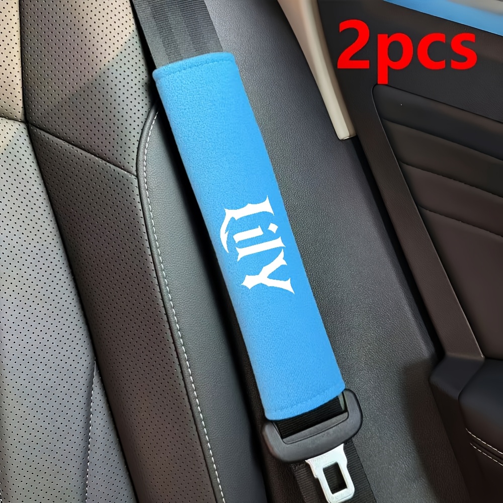 TEMU 2pcs Embroidered Custom Car Seat Belt Shoulder Pads, Universal Interior Additions For All Models, Men And Women's Long-distance Driving ,