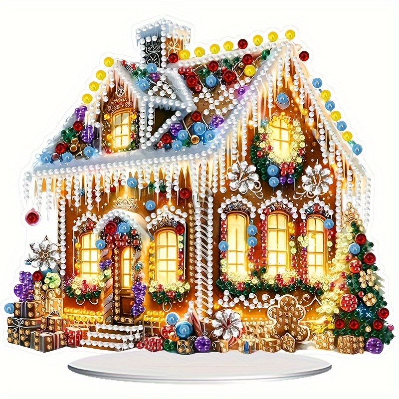 

Diy 5d Painting Kit - Christmas House Design | Unique Shaped Acrylic Diamonds | Handcrafted Art For Decor