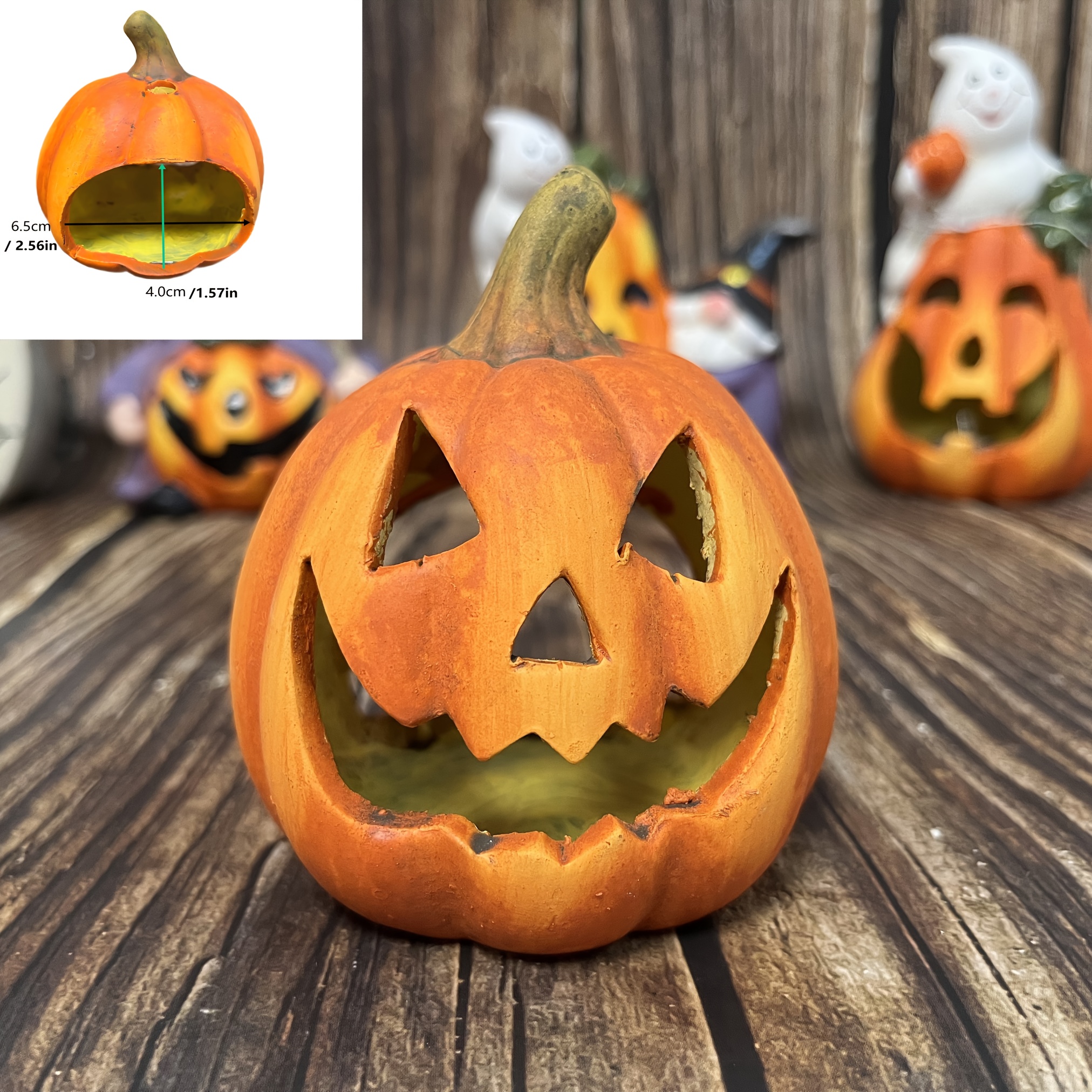 TEMU Jack-o'-lantern Candle Holder, Halloween Indoor Decoration Suitable For And Windows, Gift Box Included, Seasonal Home Decor, Festive Display,