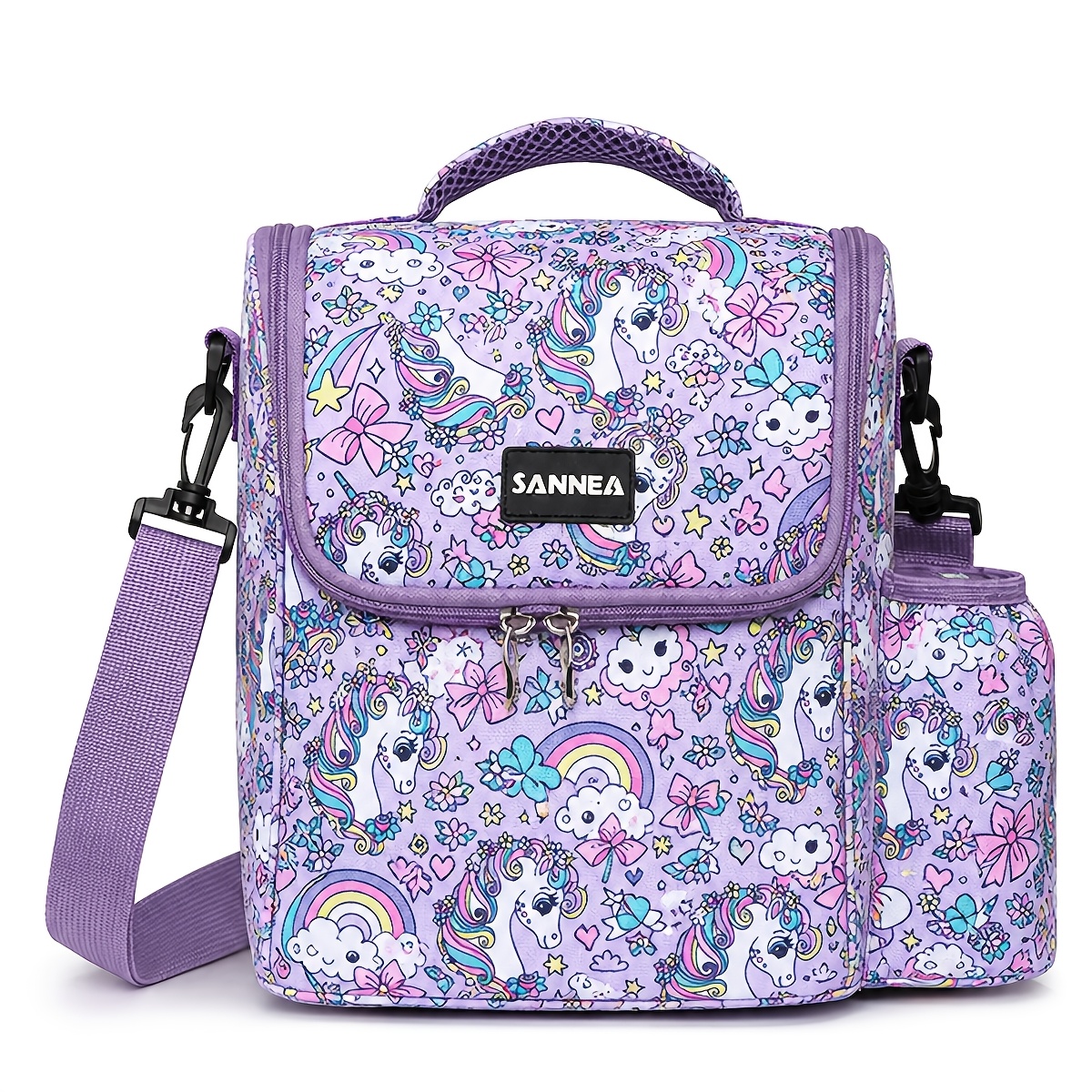 TEMU 1pc Sanne Cute Ice Cream Donut Print Insulated Lunch Bag With Thermal Bento Box Compartment Suitable For ,, , Tote For Outdoor Campus Use, Hand