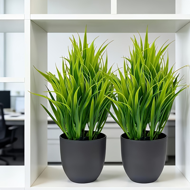 2pcs of Lifelike Artificial Green Potted Plants, Durable, Maintenance-free, and UV-resistant. These Artificial Greenery Pieces Are Suitable for Indoor/outdoor Decor, Perfect for Homes and Offices, Farmhouses and Gardens, and as Four-season Decorative