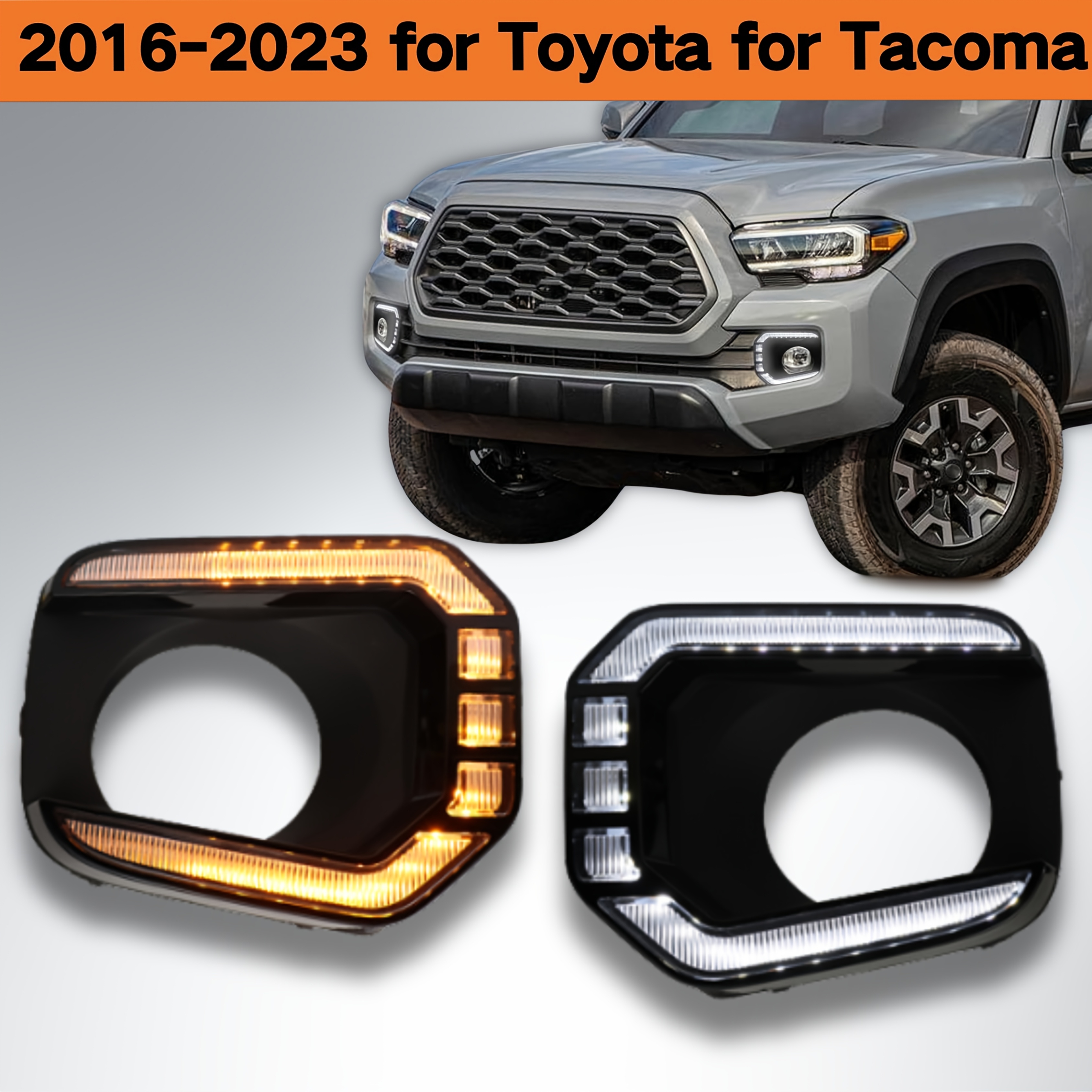 TEMU Front Bumper Cover For For Tacoma 2016 - 2023, Front Bumper Fog Light Assembly Replacement Parts, 2pcs.