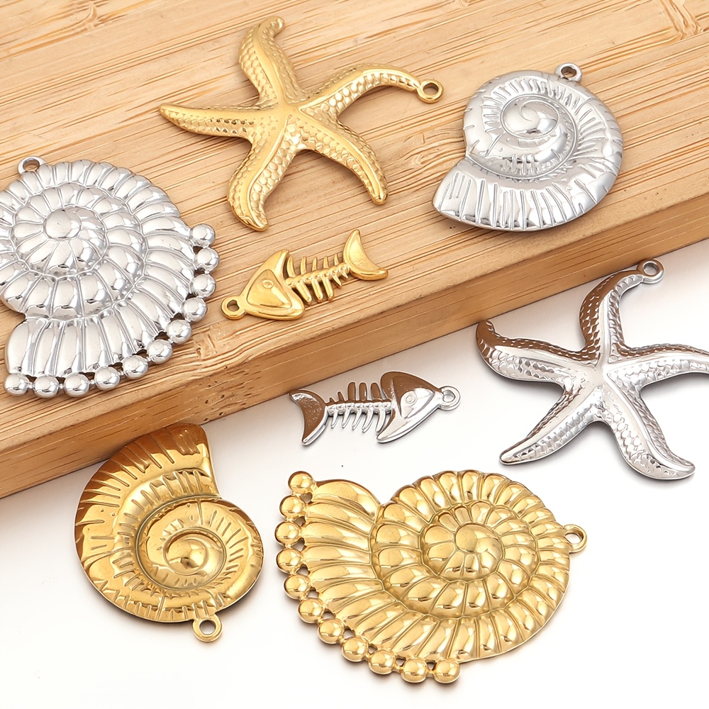 4pcs Ocean Animal Shaped Charms, Cute Decorative Pendants