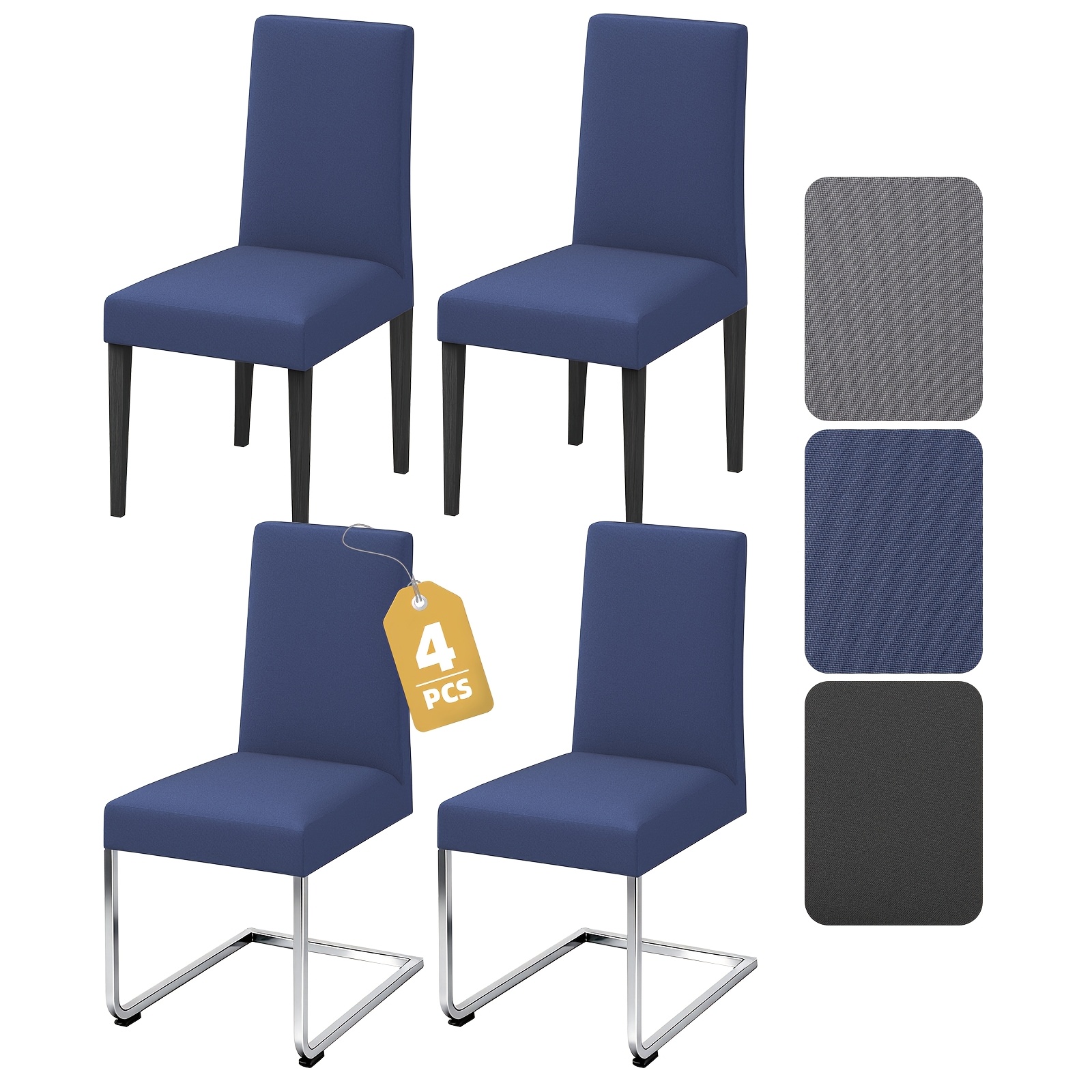 Bseckoo Us High Elasticity Universal Chair Seat Cover - 4pcs In A Set - 6pcs Per Set - Anti-slip Dining Chair Cover - Simple Chair Protection Cover For Living Room, Bedroom And Dining Room