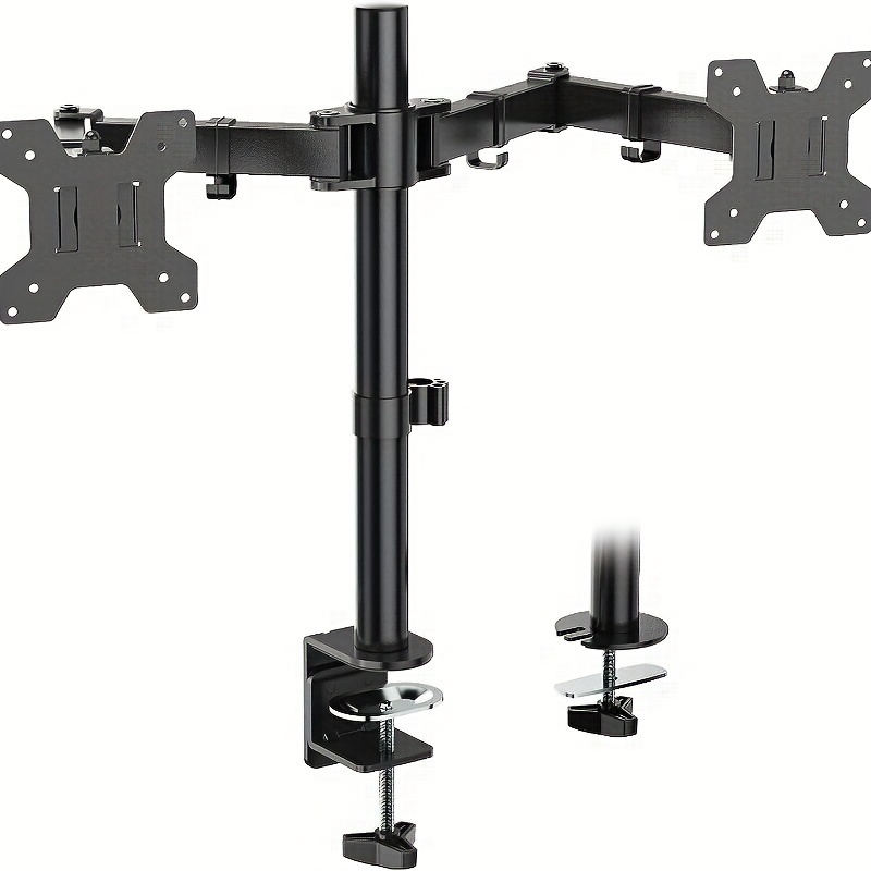 

Adjustable Dual-monitor Desktop Stand - Clamp Design, Iron Construction For Office Use