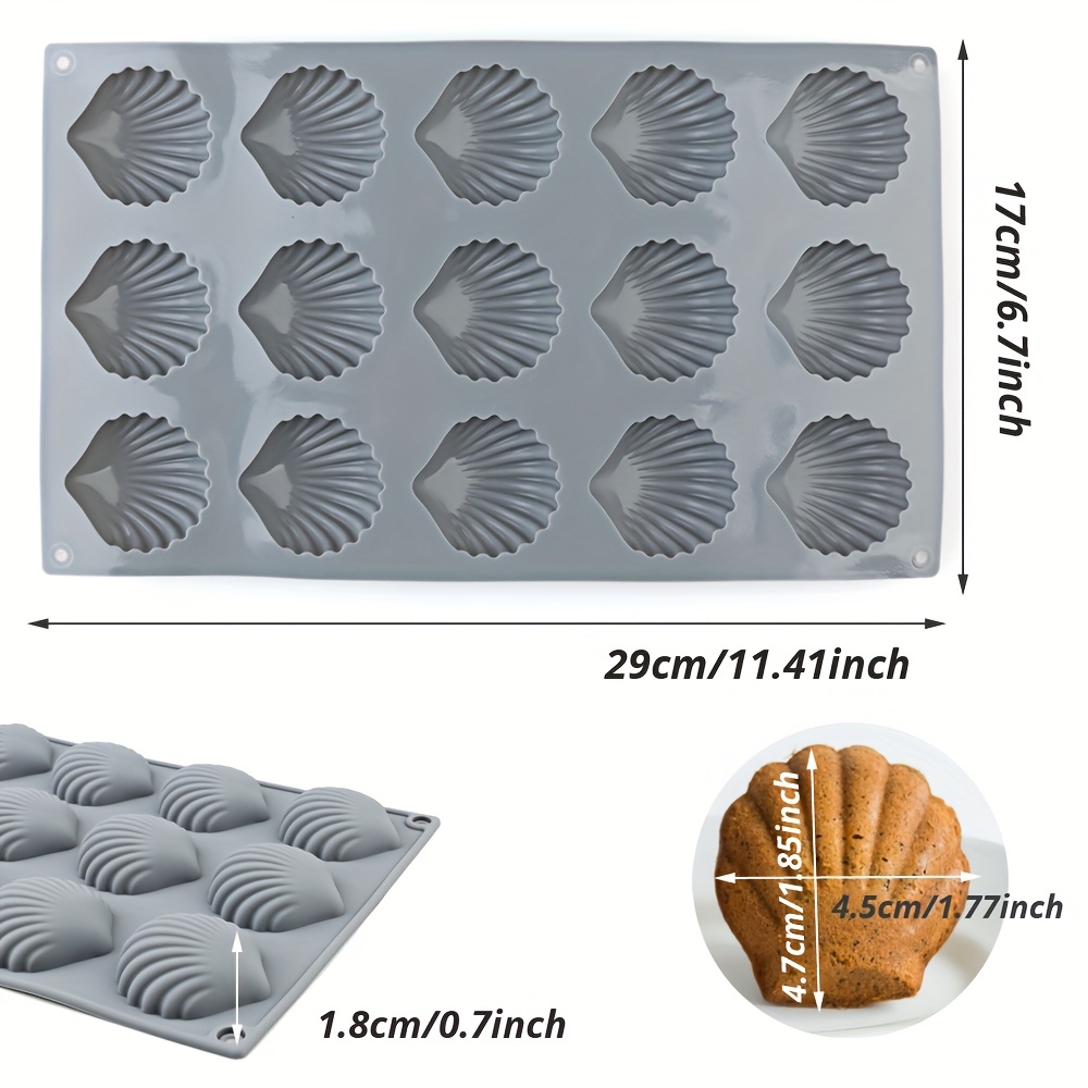 1pc Madeleine Pan, 15-cup Silicone Madeleine Mold, Shell-shaped Cake Mold, Baking Mold For Mini Cakes, Chocolate, , Baking Tool, Home Kitchenware