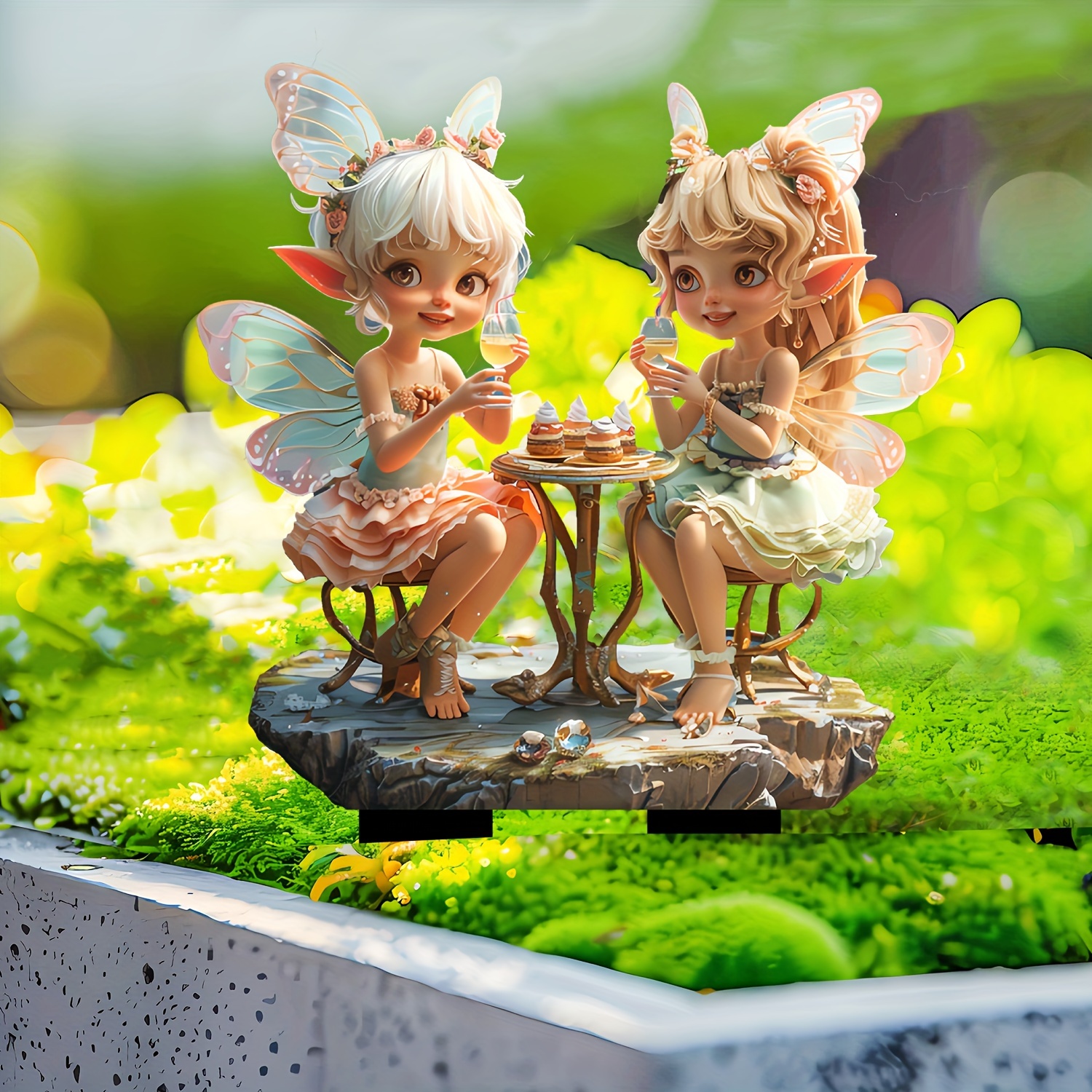 

Dessert Fairy Garden Stake - 11.8" X 8.6" Acrylic Winged Elf Art For Planters, Lawns & Yards - Sun Catcher, Perfect Gift