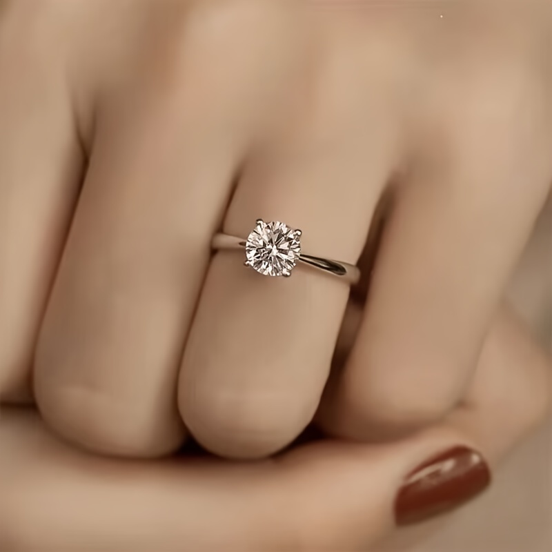 Women's Bridal Wedding Ring Classic Round Zircon Plated Gift