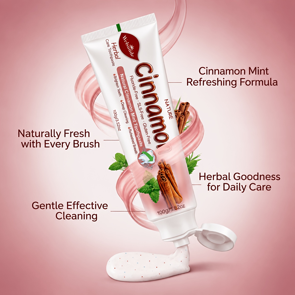 Upgraded Ultra Instant Bright Cinnamon Mint Toothpaste
