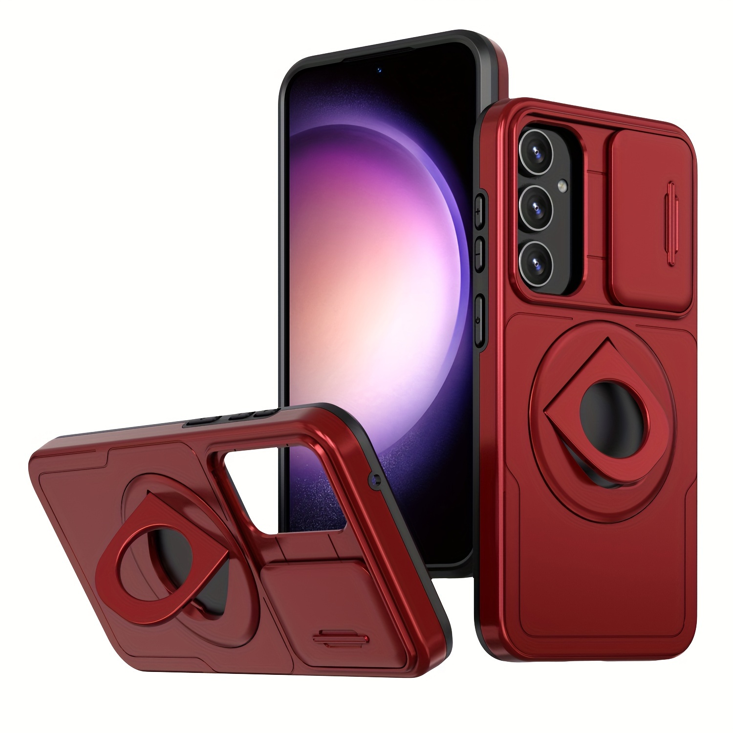 extraordinary for samsung galaxy s 23 fe case 360 rotation magnetic suction finger ring phone protective case with car mount function wireless charging push window lens protection phone cover details 1