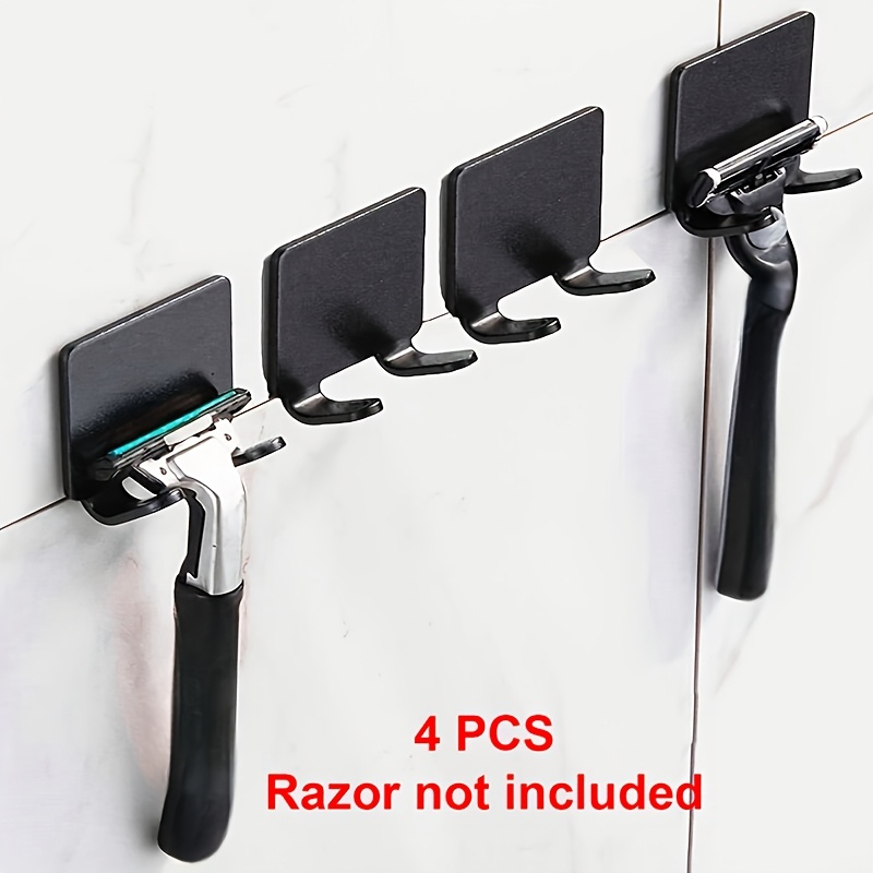 TEMU 4pcs No-drill Shaver Hooks - Wall-mounted Shelves, Suitable For Bathroom, Home And Dorm, Convenient Access To All Grooming Supplies, Grooming
