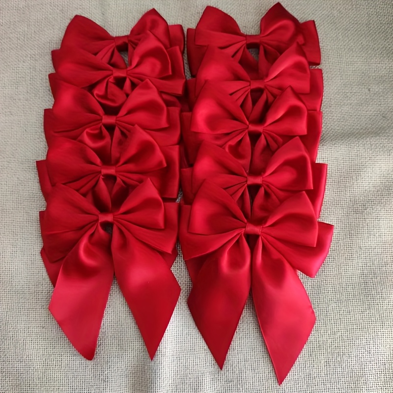 10pcs size s approximately 4 92 inches long size m approximately 6 1 inches long   double layer bow very festive color suitable for gift wrapping decoration gift basket decoration birthday packaging holiday decor office decoration floral wreath decoration bridal shower decor party supplies
