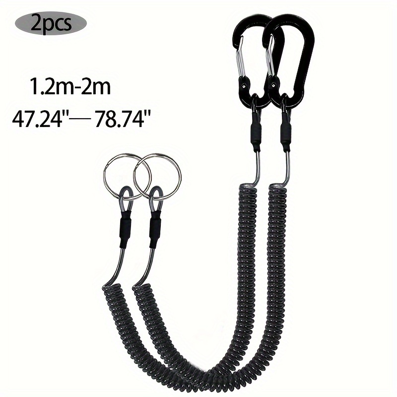 

2-pack Heavy-duty Retractable Fishing Lanyards - Spring Coiled Cord Safety Rope Strap For Climbing, Boating, Kayaking, Camping Tools And Accessories - Tpu Material, No Rod Included