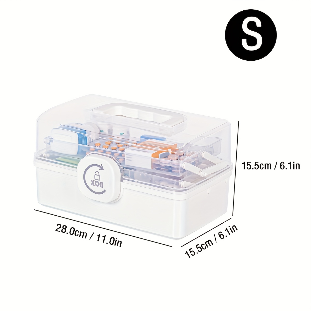 TEMU 1pc Of A Versatile Storage Box, A Portable Organizer With A Handle, A Waterproof Plastic Container Suitable For Medications, Office Supplies, ,