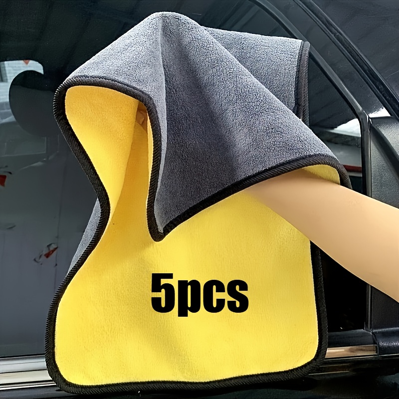 TEMU 5pcs/15pcs, Double-sided Coral Microfiber Cleaning Cloths, Car Wash Towels, Highly Absorbent Glass Cleaning Cloths, Microfiber Cleaning Cloths,