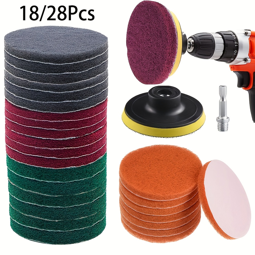 

18 28 Electric Scrubbing Pad Drilling Accessories, A 4-inch Headlight Repair Kit, For Cleaning Pads Used On Kitchens, Bathrooms, Grout, Carpets, Showers, Bathtubs, Grills, Tiles, And Sandpaper.