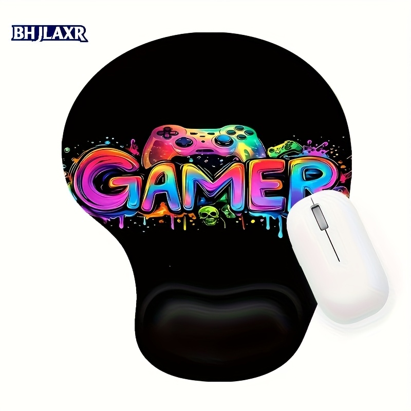 1pc 2d Flat Ergonomic Mouse Pad With Wrist Guard And Anti Slip Silicone Base, - Perfect For Home Office And Gaming