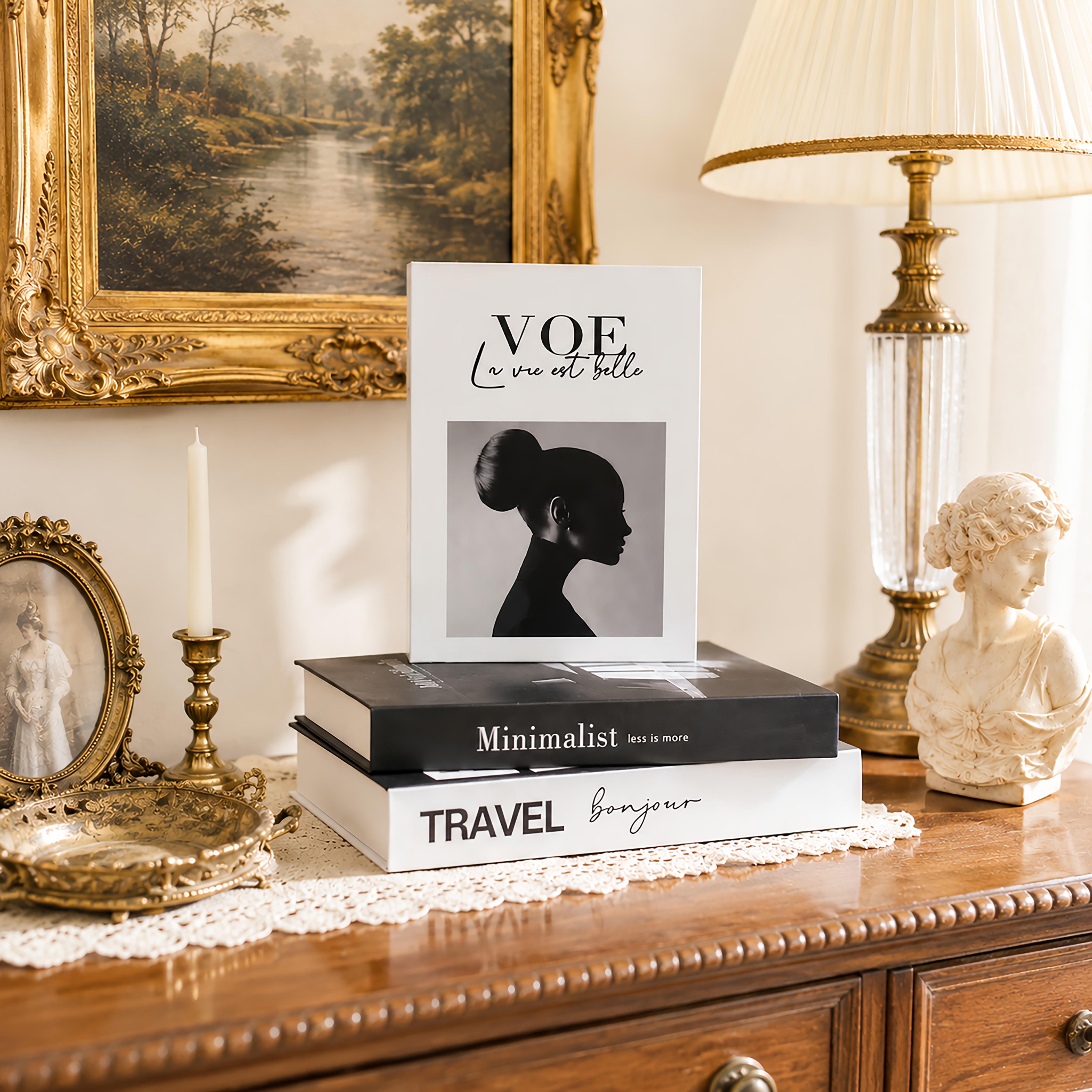 TEMU Libri Decorativi Bellissimi, Set di Tre Libri Finti Impilabili , Adatti per Tavolino, Scaffale e Mensola - Decorazione per la Casa, Ornamenti