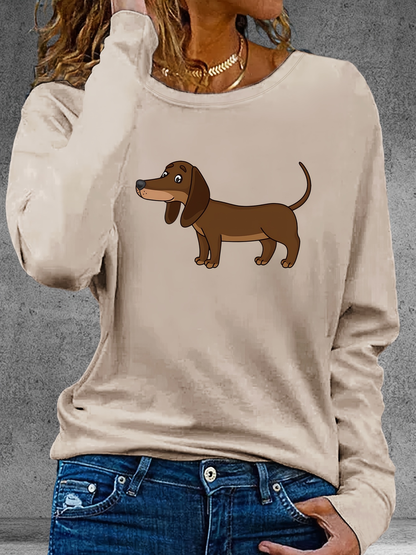 Estampado Grafico Sudadera Perro Salchicha Camiseta Con Estampado