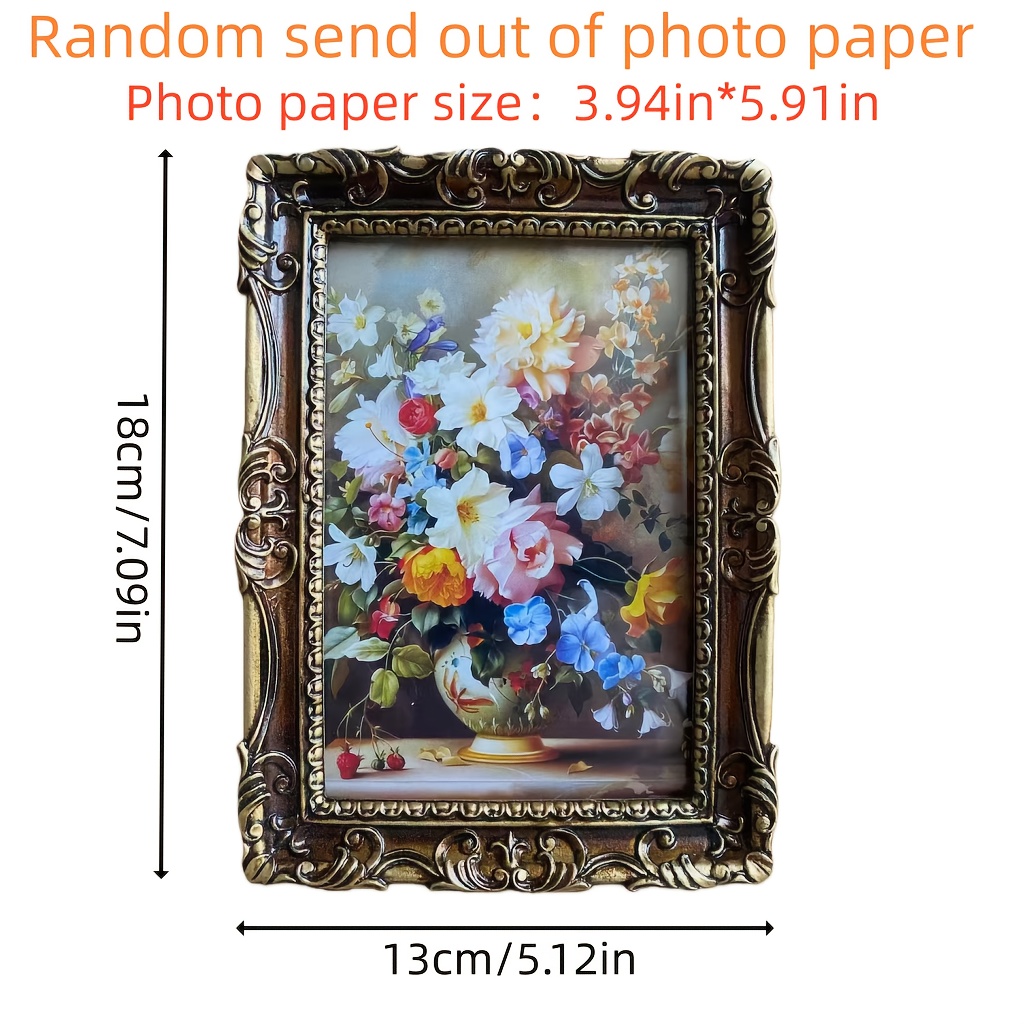 Single Vintage Vertical Picture Frame With (embossed) Texture - Painted Rectangular Tabletop Or Wall-mounted Single Photo Frame For Theme Photos, European For Display