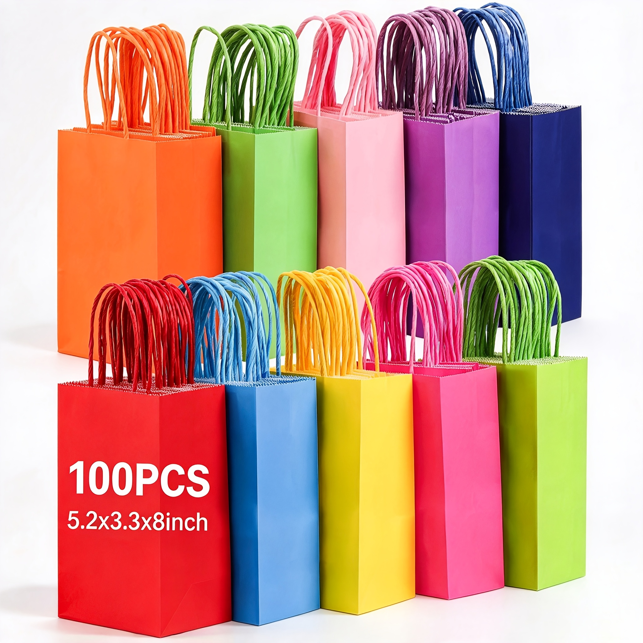 TEMU 20/40/100pcs Gift Bags Bulk, Party Favor Bags With Handles, Rainbow Gift Bags For Wedding Guests, Baby Shower, Birthday, Party Supplies, Teacher