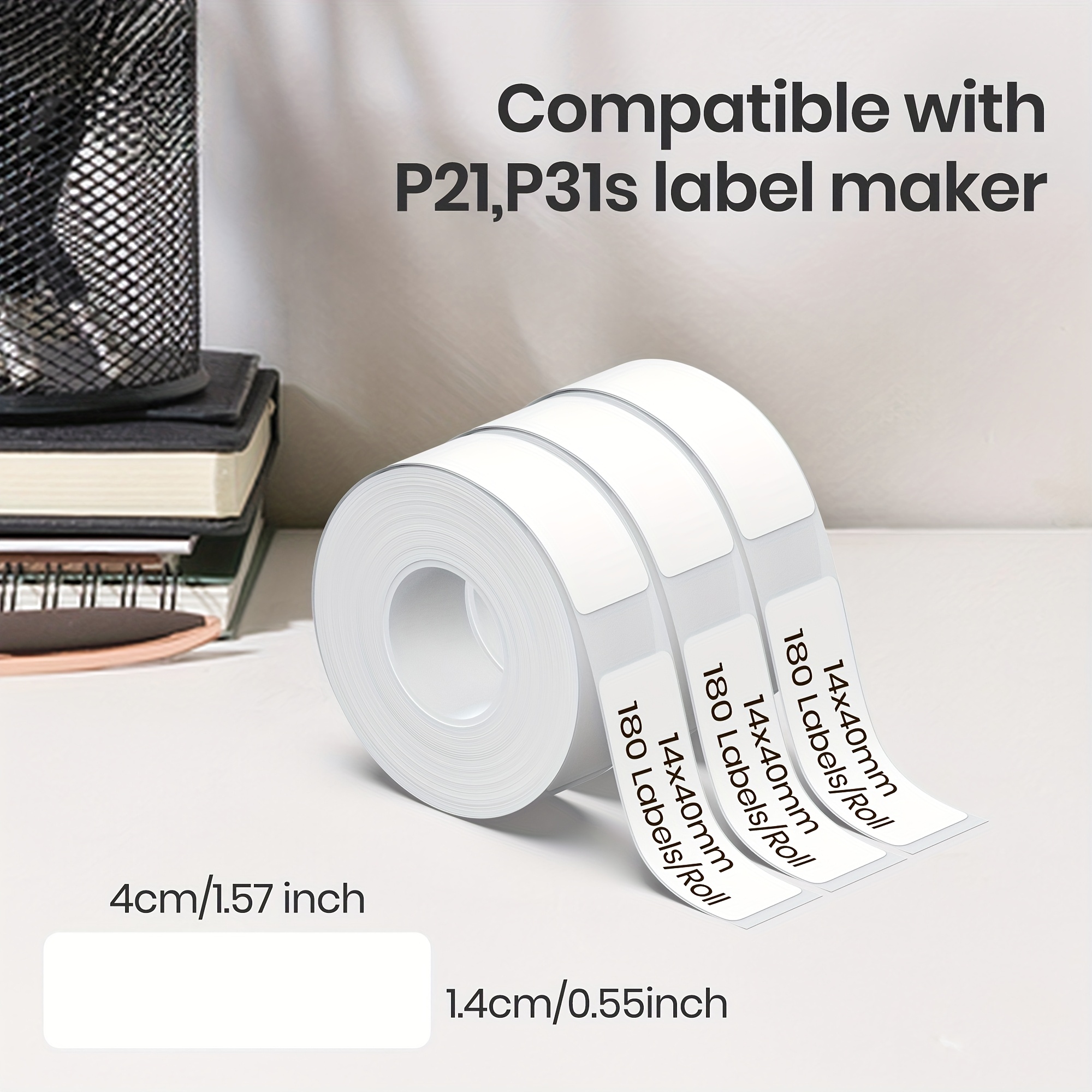 TEMU 1 Roll (200 Sheets) And 3 Rolls (600 Sheets)thermal Label Printing Stickers, 14mm X 40mm, Suitable For Home And Shopping Tags, Compatible With