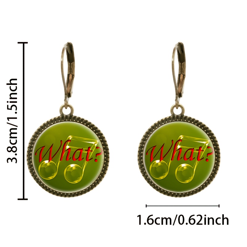 2pcs Classic Pendant Earrings with Green Circular Design