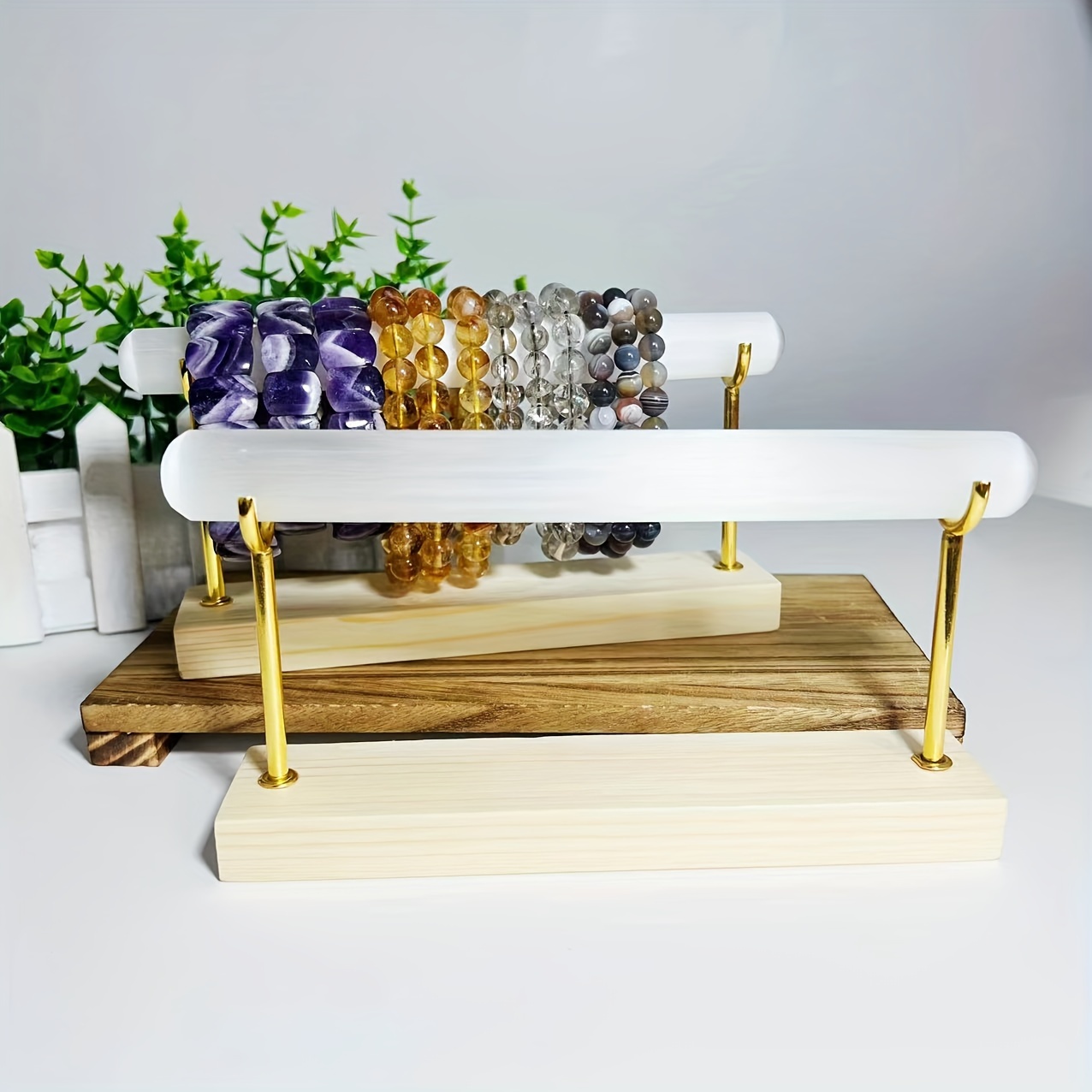 

1pc Natural Crystal Bracelet Display Stand, Jewelry Organizer, Home Decor Accessory Holder