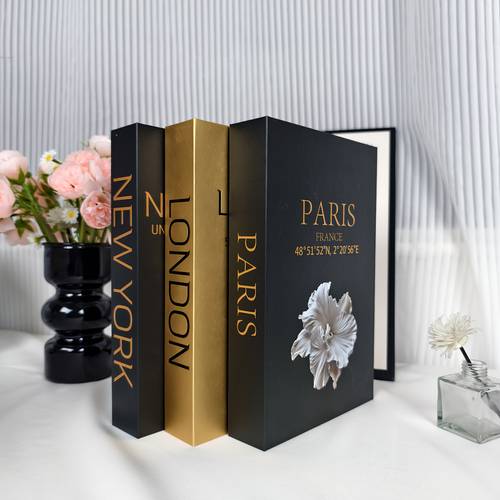 3pcs urban style exterior home decorative books living room bedroom study room decorative ornaments coffee table desk office desk stacked book decoration props bookshelf specific decorative books