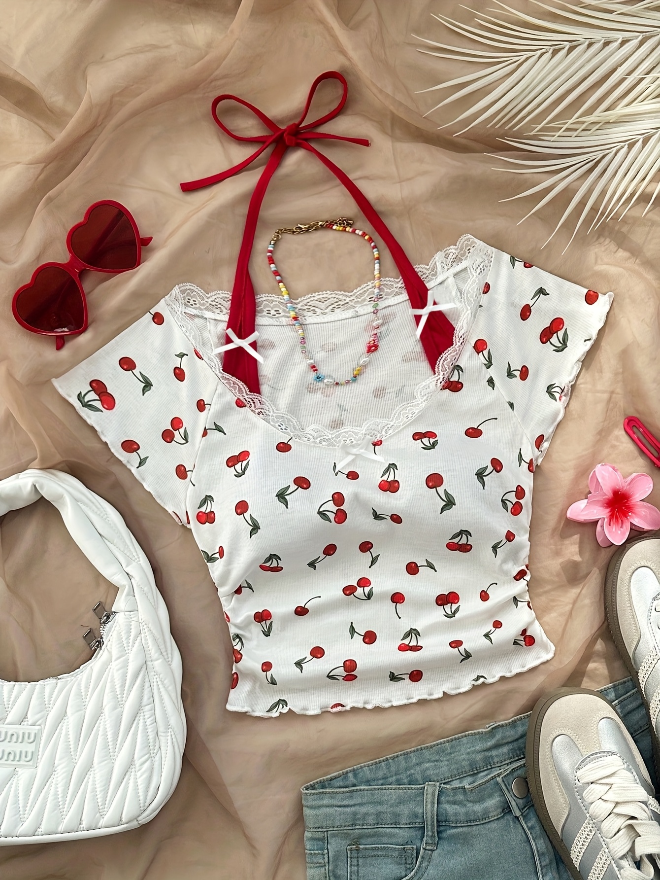 womens summer casual cute cherry print t shirt short sleeve - Temu