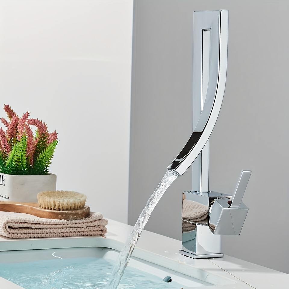 Elegant Rose Golden Kitchen Faucet- Modern Hot& Cold Water Mixing Tap With Waterfall Spout, Construction For Stylish Sink Upgrade