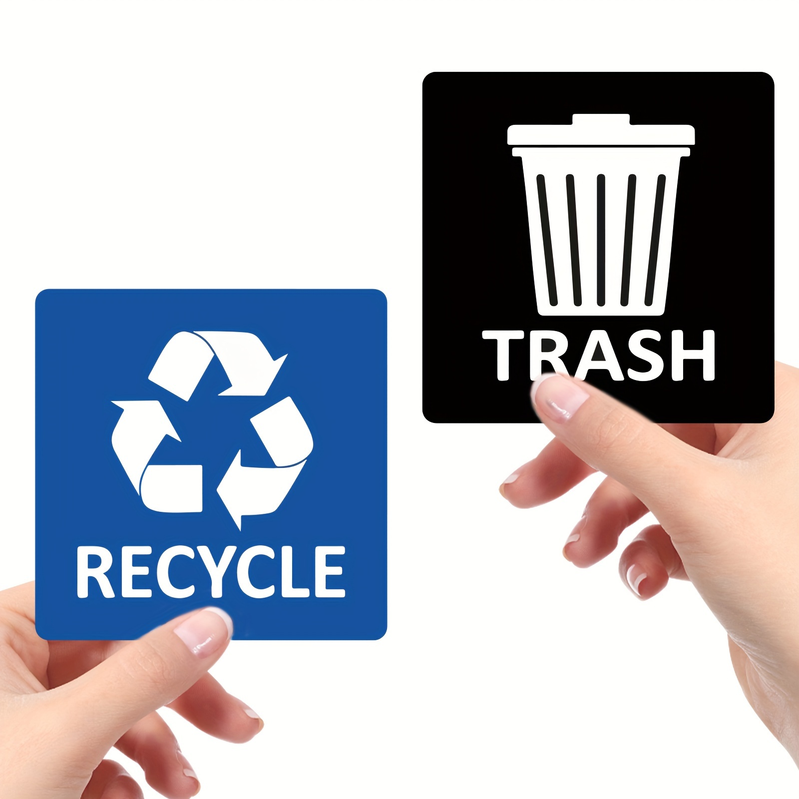 2pcs self   recycle trash can stickers durable vinyl labels for kitchen home  