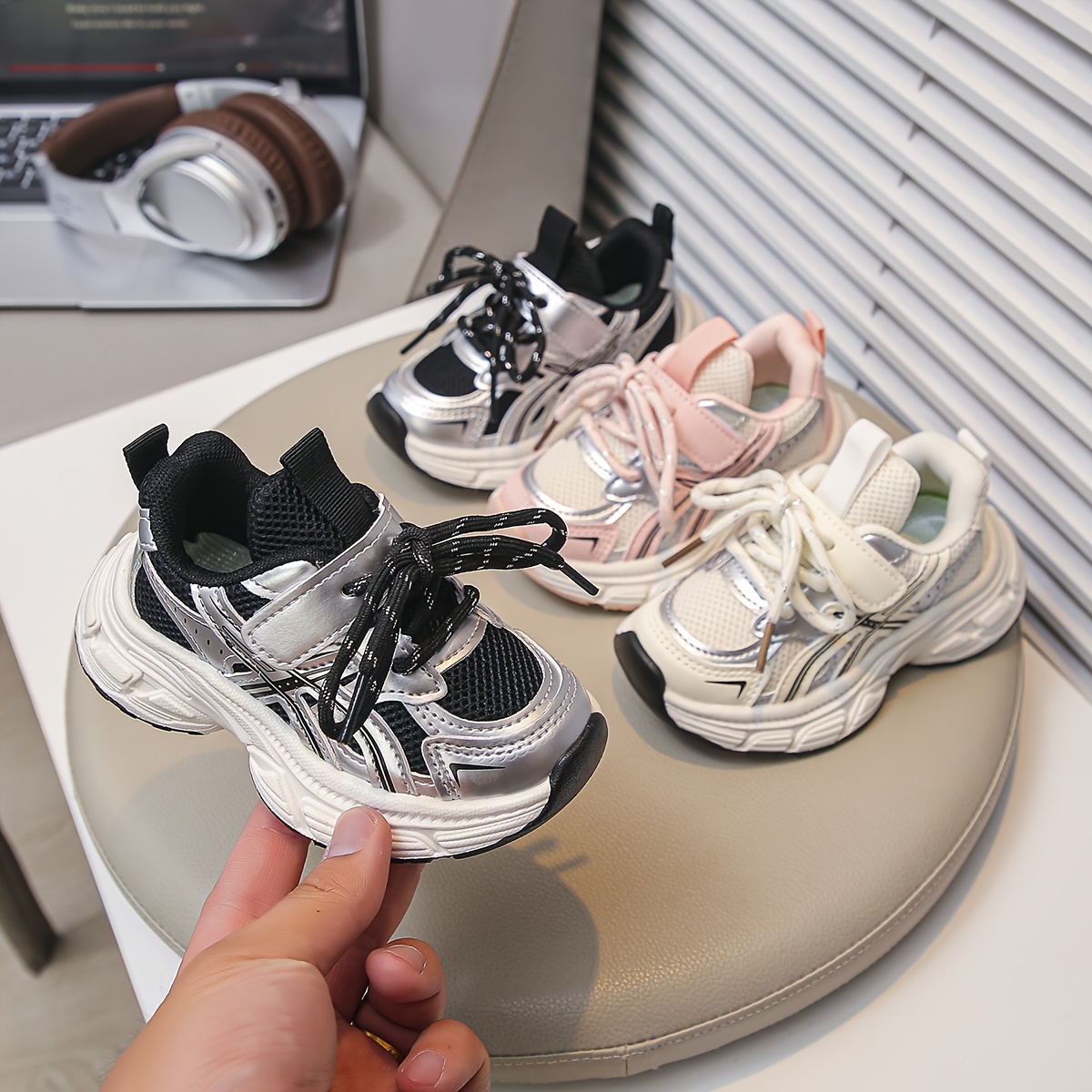 girls lightweight sneakers with low top cushioned eva soles easy on off closure for daily school and   autumn casual shoes for boys and girls fashionable striped design with breathable fabric lining