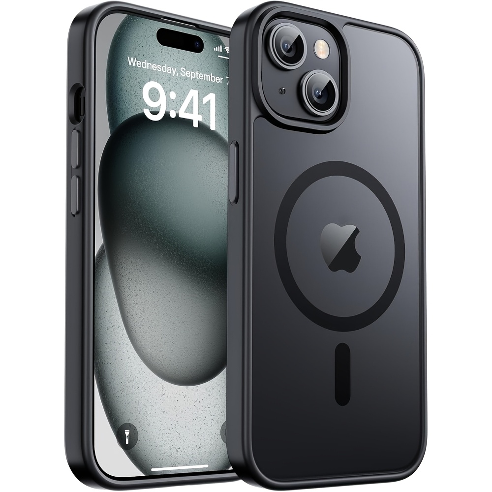 phone case high end matte   black mobile phone case suitable for iphone 16 15 14 13 12 11 pro   supports magnetic suction wireless charging matte translucent   and anti fall mobile phone case