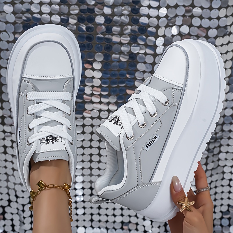 TEMU Sneaker, neue schlichte Damen-Straßenlaufschuhe, strapazierfähige höhenvergrößernde Damen-Skateschuhe, bequeme Outdoor-Freizeitschuhe für den