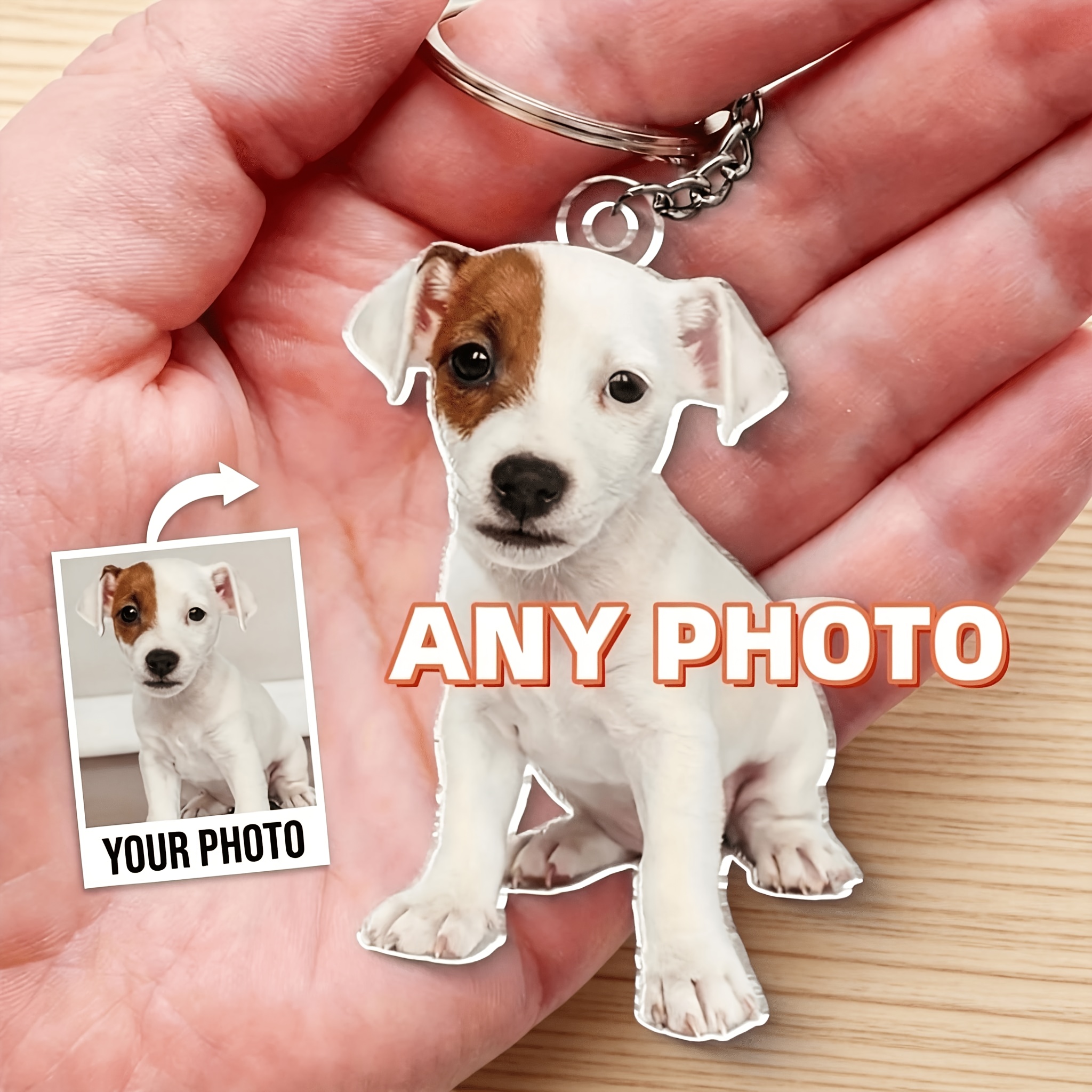 TEMU 2d Flat, Gift For Her/him 2d Custom Pet Portrait Photo Keychain, Full-body Pet Photo Customization, Personalized Pet Accessories, Custom Acrylic