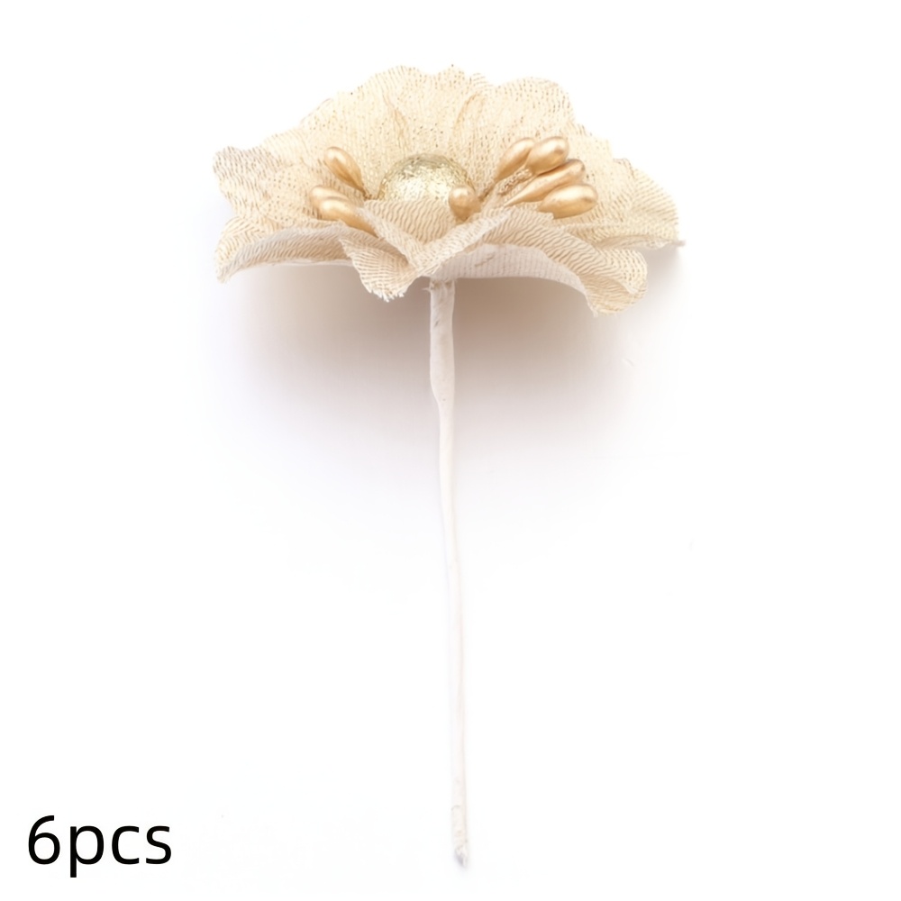 Image of 6pcs Simulated Fabric Camellia Diy Craft Headwear Wreath Gift Box Packaging Jewelry Display Clothing Accessories Wedding Party Room And Office Decoration